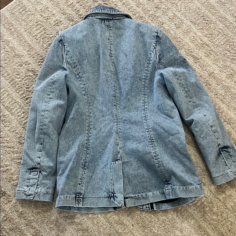 Good American Light Blue Cotton Denim Uniform Style Blazer Jacket Small - Picture 14 of 14